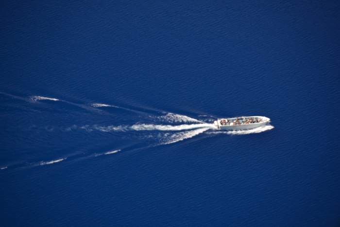 a rare boat on Crater Lake